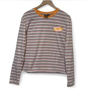 Santa Cruz Striped Flame Dot Long Sleeve Tee Womens Small Retro Cali Skatecore